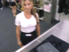 Sexy waitress fucked at the pawnshop to earn extra money