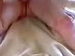Sexy blonde was intensive drilled in her asshole on the bed