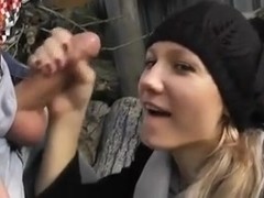 German Girlfriend Fellatio and Jism in Her Face Hole