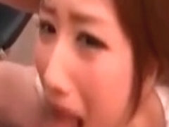 Asian Hottie Giving Bj On Knees Gets Facial Jizzed