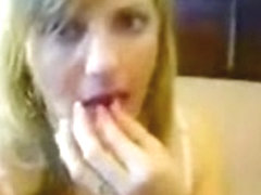 Cum hungry gal eats sperm