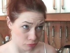 Redhead housewife gets licked by her boss