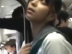Japanese School Girl On Public Bus Getting Her Pussy Wet