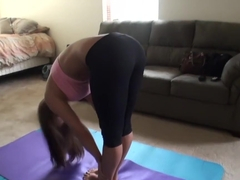 Beautiful fitness girl giving head