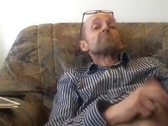 Older man having orgasm