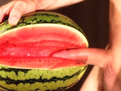 water melon cum - fucking a melon and cumming