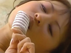 Nozomi Takeuchi Playful with ice cream
