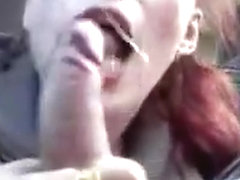 Redhead Blowjob In Car