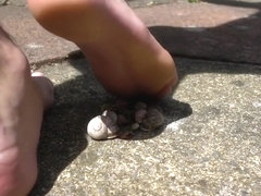 Barefoot mass snail crush candid - Big feet and soles