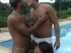 Hot latino gay dudes fucking by the pool