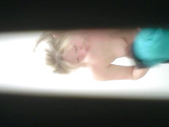 REAL Hidden Cam! Hot Blonde MILF Changing in Bathroom