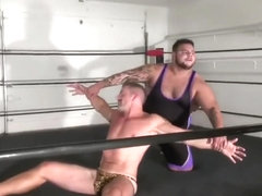 Mountain strikes the handsome daddy in jaguar thong! The Superman torture!