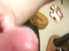 Man jerks off wearing cock ring cums twice