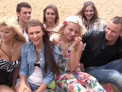 Autumn & Grace & Molly & Olie & Savannah in outdoor orgy movie with hot student chicks