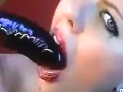 Slut Gags On Her Thick Dildo