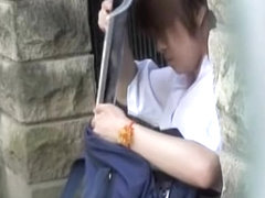Asian schoolgirl got boob sharked in front of her house