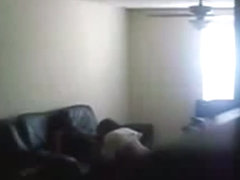 Chubby ebony teen fucks on hidden cam