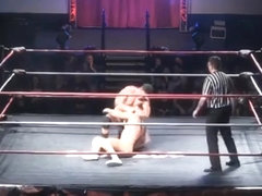 Tatted Irish Muscle Wrestler in Gold Trunks vs Chunky Heel