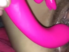 Sexy teen creams hard on dildo