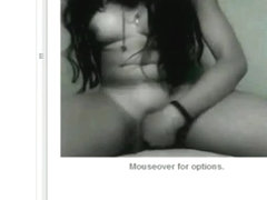 Petite horny girl fingers her trimmed pussy on msn, while she watches her bf jerk off.
