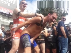 2 hot guys fucking, rimming in the street at Folsom 2018 in San Francisco