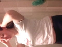 Shower Girl Pick Nose Text and Push Tampon into Vagina