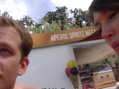 HUNT4K. Slender teen tries outdoor anal sex while cuckold films this