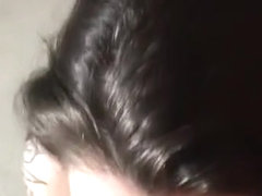 POV young curvy girl gets cum on feet and sucks cock