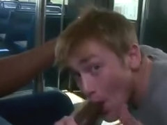 Ebony guy gets his hard cock blown on the public bus