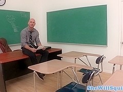 Petite fishnets student receives teachers cum