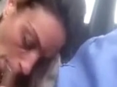 Wife gives blowjob in the car