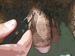 Cartooned myself plucking hairs from my flaccid cock