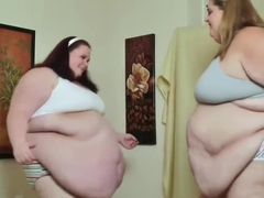 SSBBW Babes Sumo Smash Their BBW Bellies Into Each Other For Fat Slapping