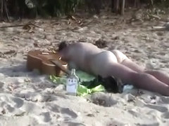 Drunk girl sunbathes completely naked