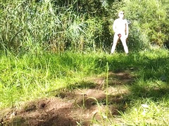 Masturbating at a public path