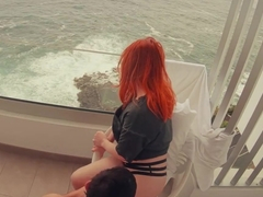 First Sex on Vacation - He CUMS in 30 SECONDS! Hotel Balcony Ginger PAWG