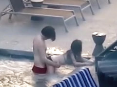 Couple caught fucking in the hotel jacuzzi