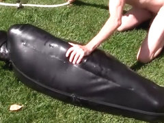 Sleepsack, rubber bondage, breathplay