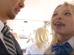 Blond gives BJ, receives screwed on bus