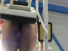 Cumming with no hands in the gym