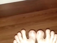 Manly man dirty feet rubbing