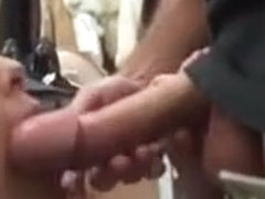 Latina in uniform sucking cock for cash in pawn shop