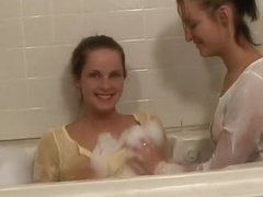 Hot Lesbians Making Out in Bathtub