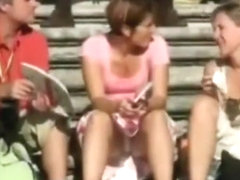 Plenty of public upskirts in voyeur video