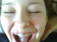 Horny amateur swallow, blowjob, teen adult clip
