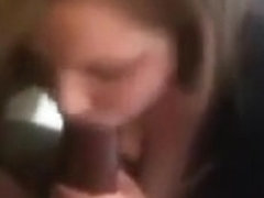 Pretty white girlfriend addicted to sucking black cock.