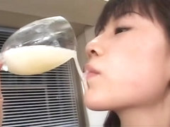 Real asian teen drink cum from a glass in reality groupsex