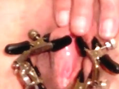 swollen clit chained lips butt plug and finger