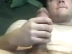 College guy strokes his big dick