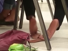 Candid Ebony Feet in College Class
